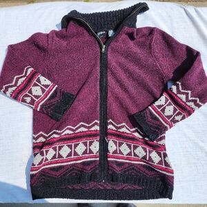 Erika Turtleneck Zip Size Petite Small Purple Geometric Women's Sweater A18